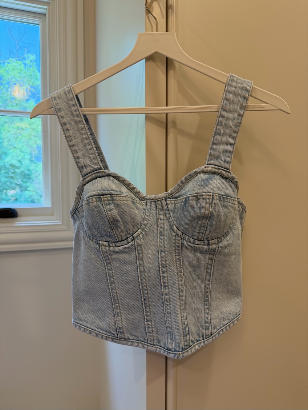 Lovers + Friends Light Blue Denim Corset Top Size XS